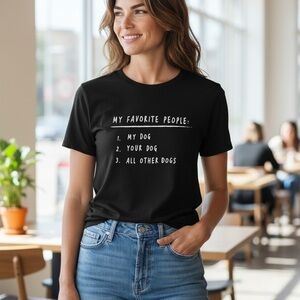 Black Graphic T-Shirt with Fun Dog Print